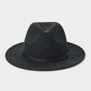 NEW Men's Recycled Polyester Wool Panama Hat Goodfellow & Co™ Heathered Black